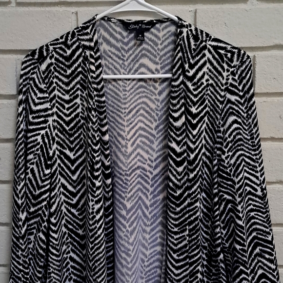 Slinky Brand Zebra Open Front Silky Soft Cardigan Jacket. Size Medium NWOT - Picture 2 of 6